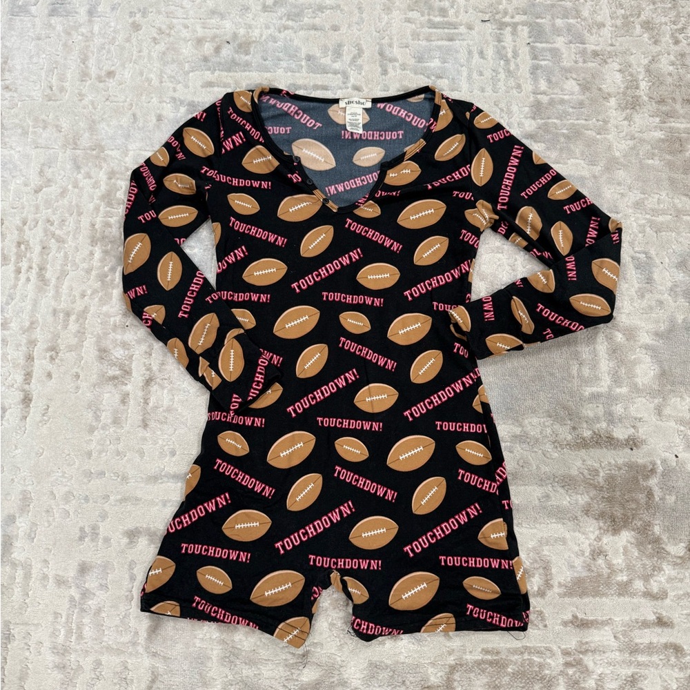 Football Print Long Sleeve Romper